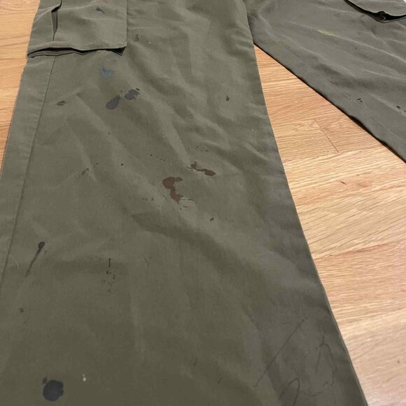 green baggy cargos, jean jacket, small cyan flower t-shirt - Picture 5 of 9